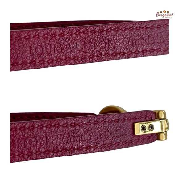 Authentic Louis Vuitton Burgundy Leather Gold Keyhole Bracelet 17 - Picture 11 of 13